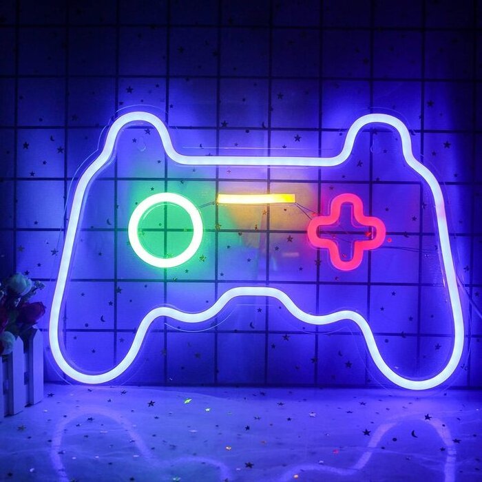 Custom Gamepad Controller Shaped Neon Sign Gaming Neon Sign Room Wall Decor for Gaming Zone Party 55 LED Strip Neon Lights IP65