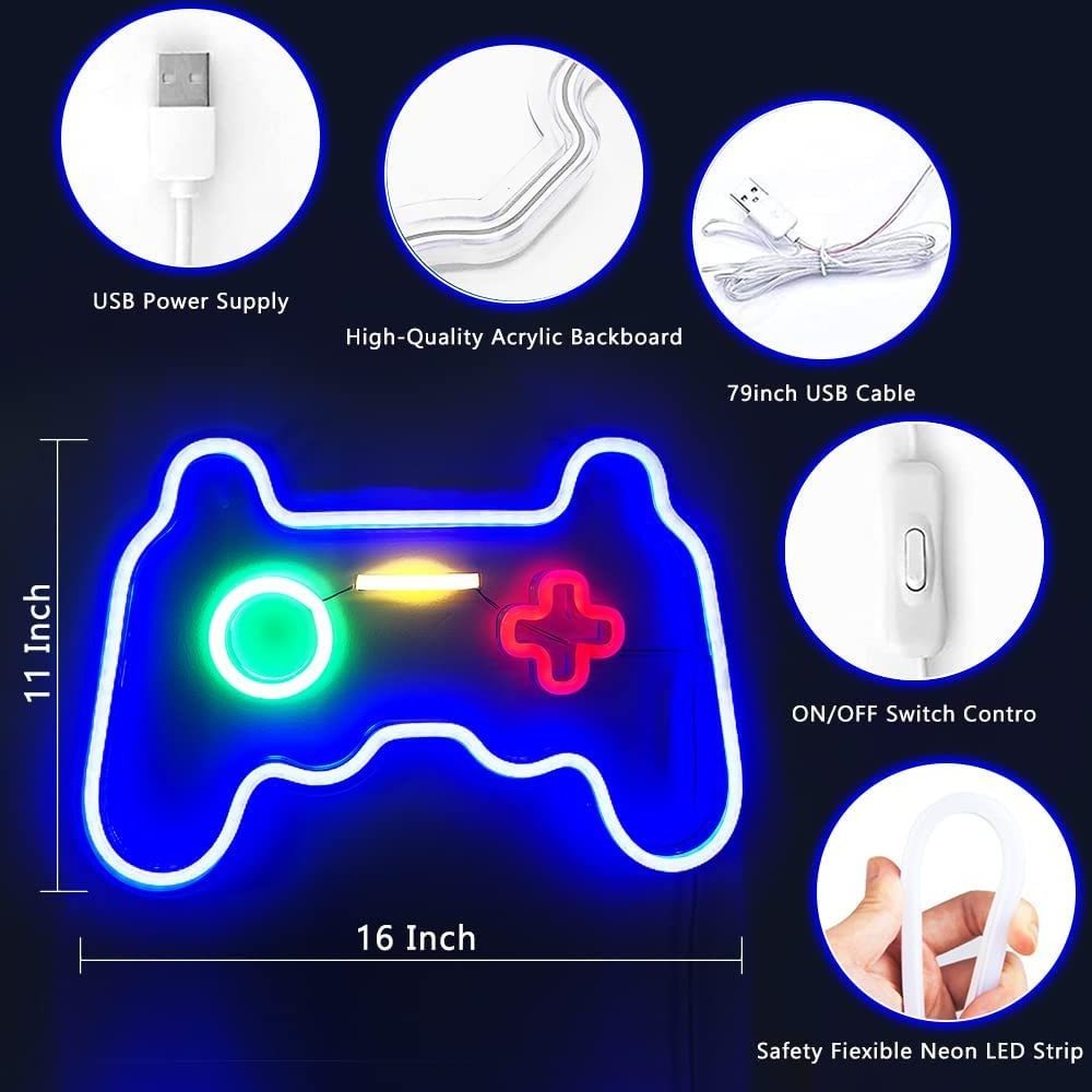 Game Gamepad shape Sign Acrylic LED Neon Sign Light Night Gift Gaming Room Decor Advertising Decoration