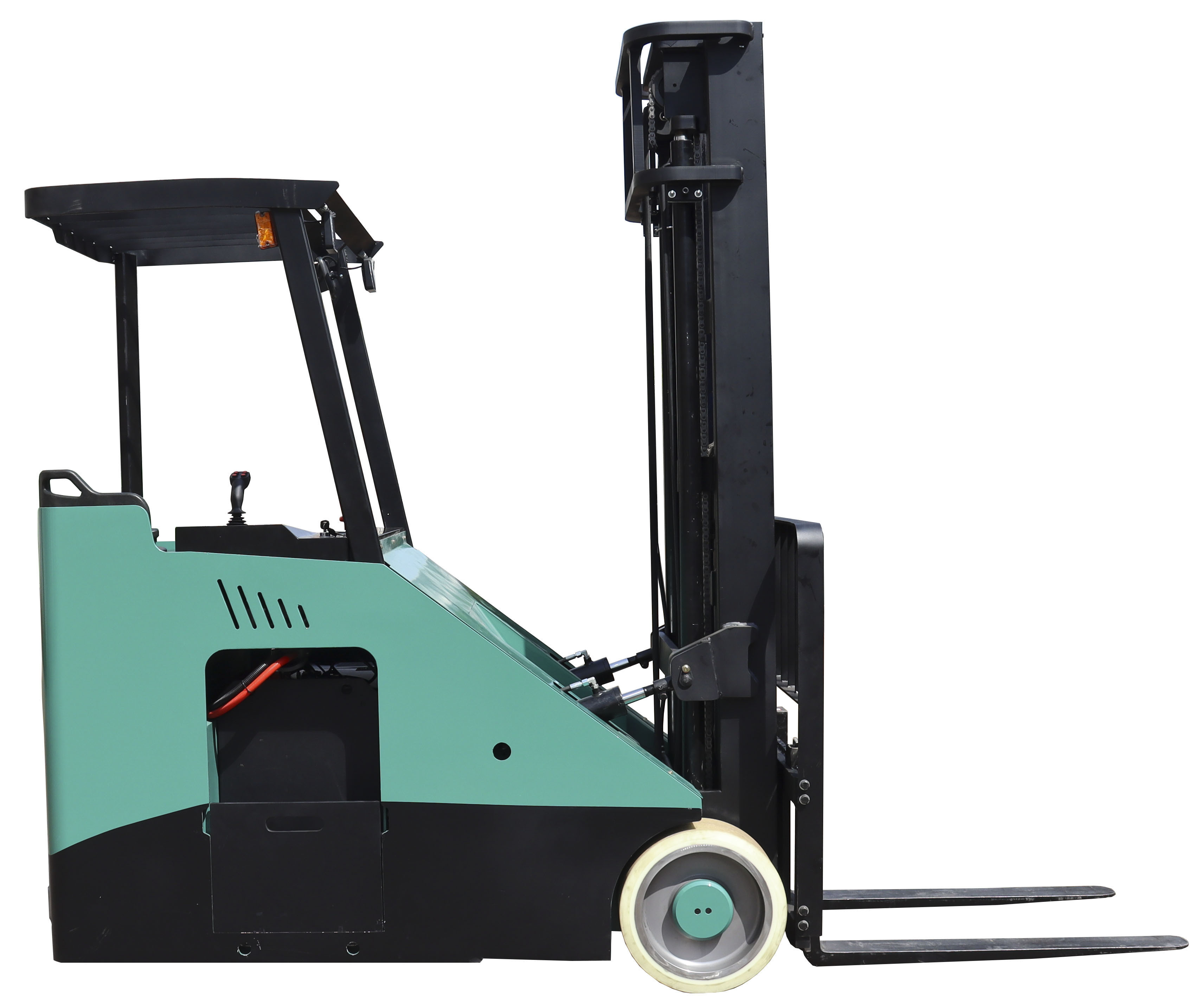 3 Wheel electric forklift man standing type Lift Truck with lion battery 1.5t 1.8t 2.0t 2.3t