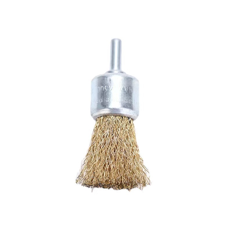 Crimped Wire End Brush Brass Industrial Brush 2 5/8in 1in 3in 4IN