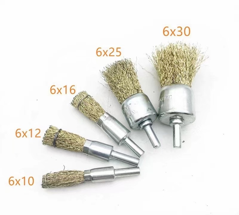 Crimped Wire End Brush Brass Industrial Brush 2 5/8in 1in 3in 4IN