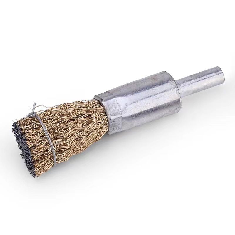 Crimped Wire End Brush Brass Industrial Brush 2 5/8in 1in 3in 4IN