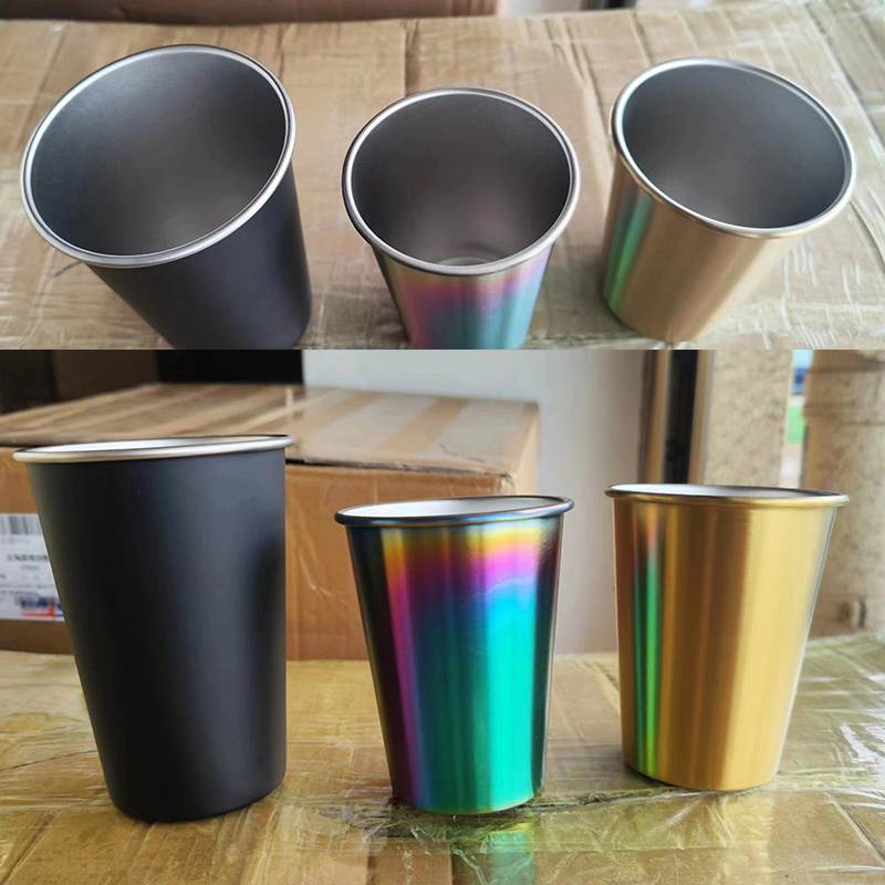 600ml Aluminum Tumbler 16OZ Custom Colored Party Cup Promotional Aluminum Drinking Cups Metal beer Cup rose gold 300ml 350ml red