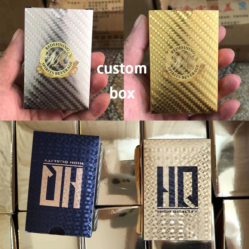 High Quality Plastic Card Smooth Waterproof Black Playing Cards Gold Plated Red Blue Durable Poker Board Games Custom Logo Decks