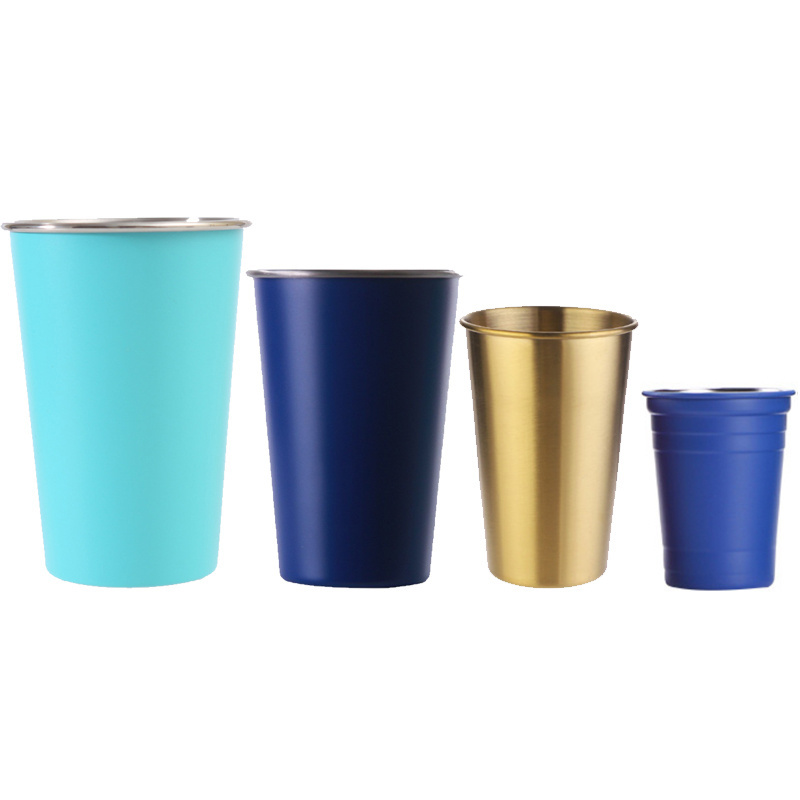 Collapsible Stainless Steel Metal Color Pint Cup For Drink Beer Cola Stadium Pong Custom Logo 500ml 400ml 600ml Shot Glass Copo