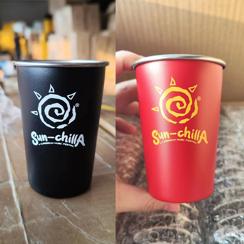 20oz Bulk customized sublimation eco friendly single wall metal coffee drinking mug 304 stainless steel mug beer cups with lid