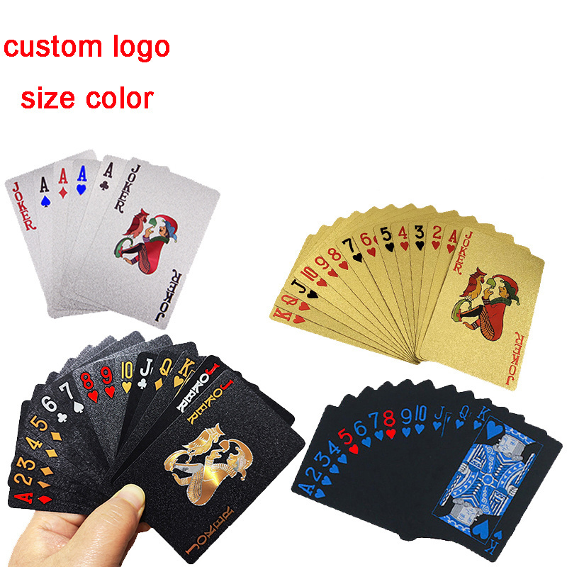 Kuwait Plastic Gold Custom Logo Small Paper Poker Spanish Playing Cards With Box drinking custom logo gold black red blue color