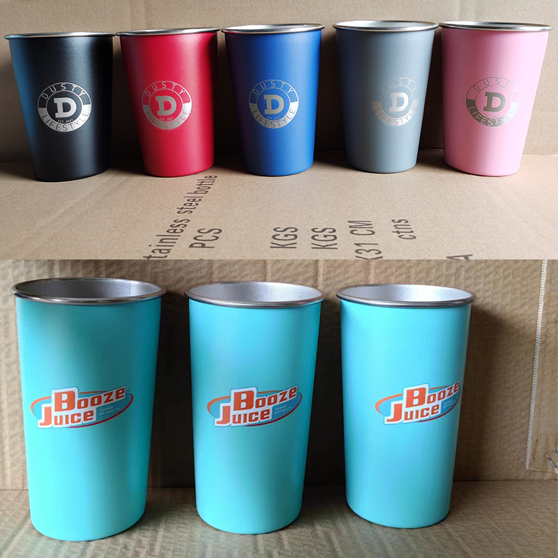 Collapsible Stainless Steel Metal Color Pint Cup For Drink Beer Cola Stadium Pong Custom Logo 500ml 400ml 600ml Shot Glass Copo