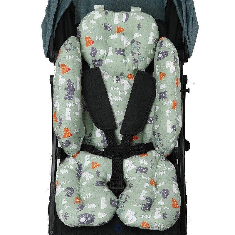 Double Sides Use Baby Stroller Liner Pram Head and Body Cotton Pillow Infant Seat Pad Neck Support Cushion for Toddler