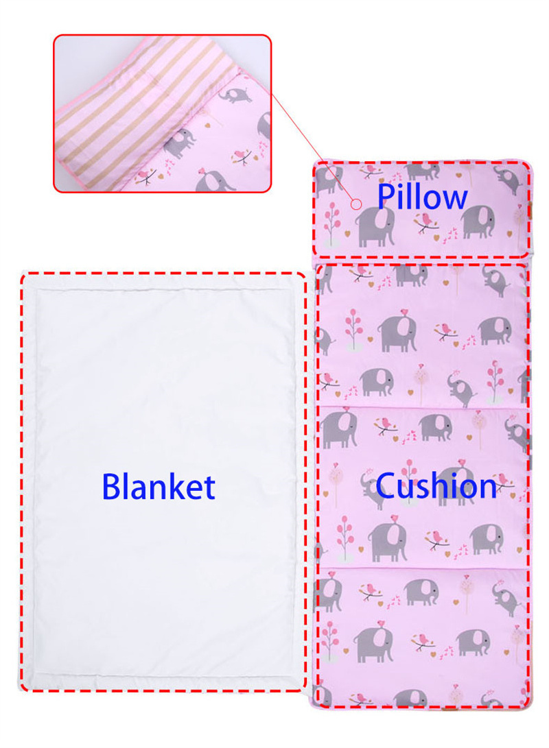 Wholesale Custom Logo And Printing Portable All Season Kids nap mats for preschool With Pillow And Blanket Sleeping Mat