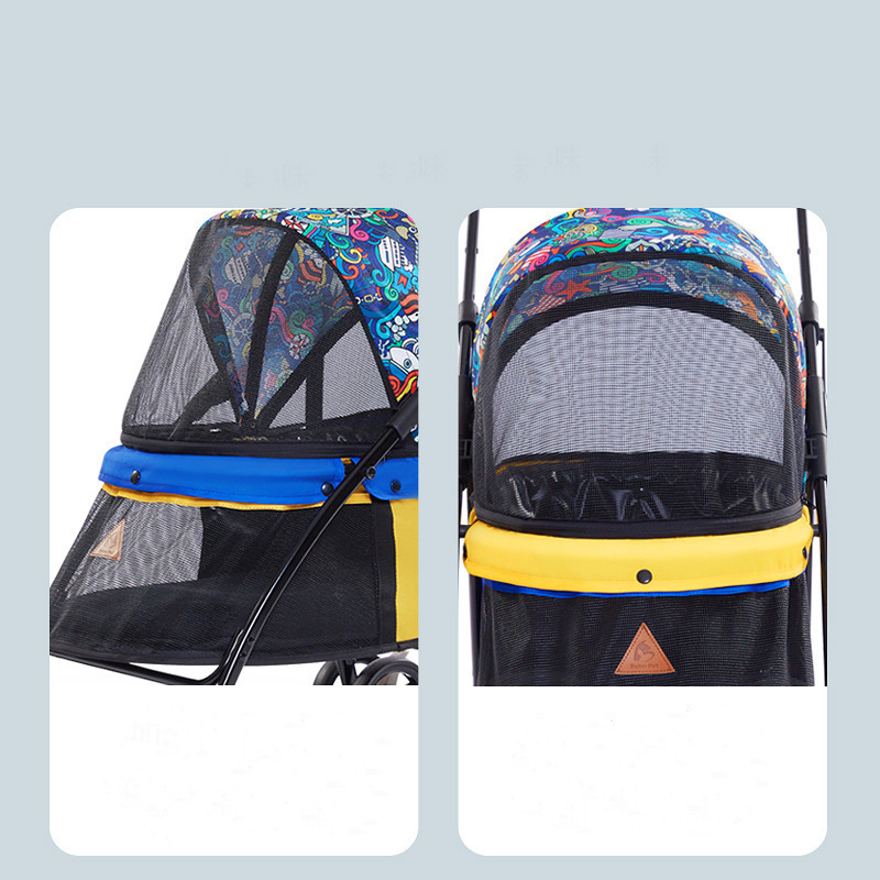 Luxury 4 wheels pet stroller trolley small dogs and carrier with umbrella function