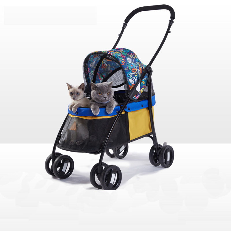 Luxury 4 wheels pet stroller trolley small dogs and carrier with umbrella function