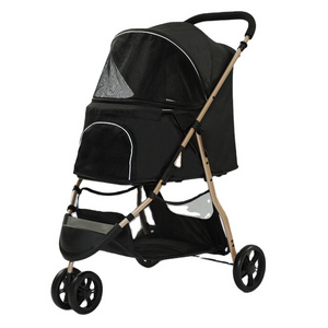 3 wheels lightweight steel dog show trolley stroller with detachable carrier