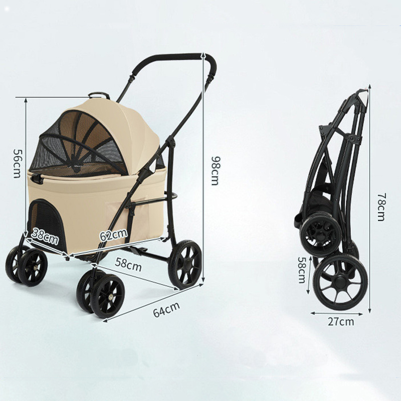 Large Capacity Detachable Pet Stroller With Removable Carriage