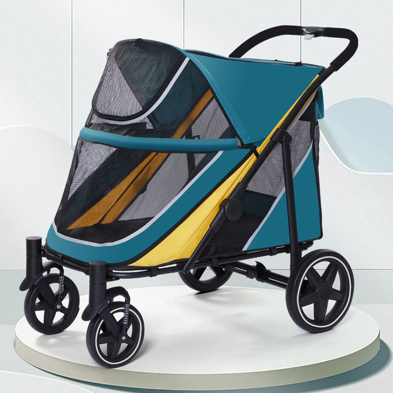 Durable Pet Stroller Large Dog Pet Carrier Trolley With Umbrella Function