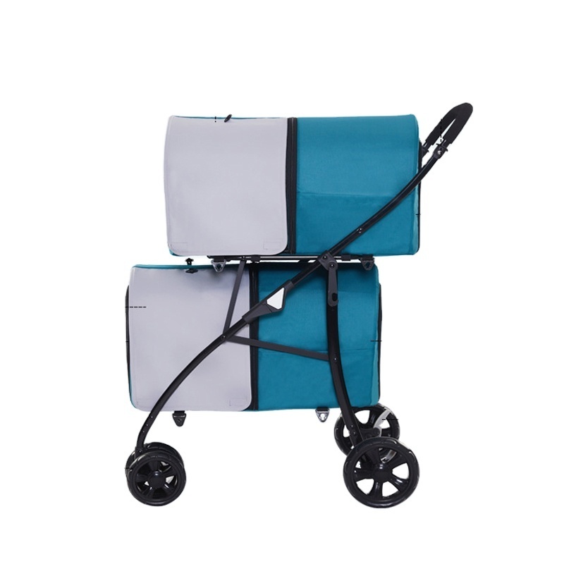 luxury 3 in 1 pet stroller detachable travel dog trolley double pet stroller with wheels