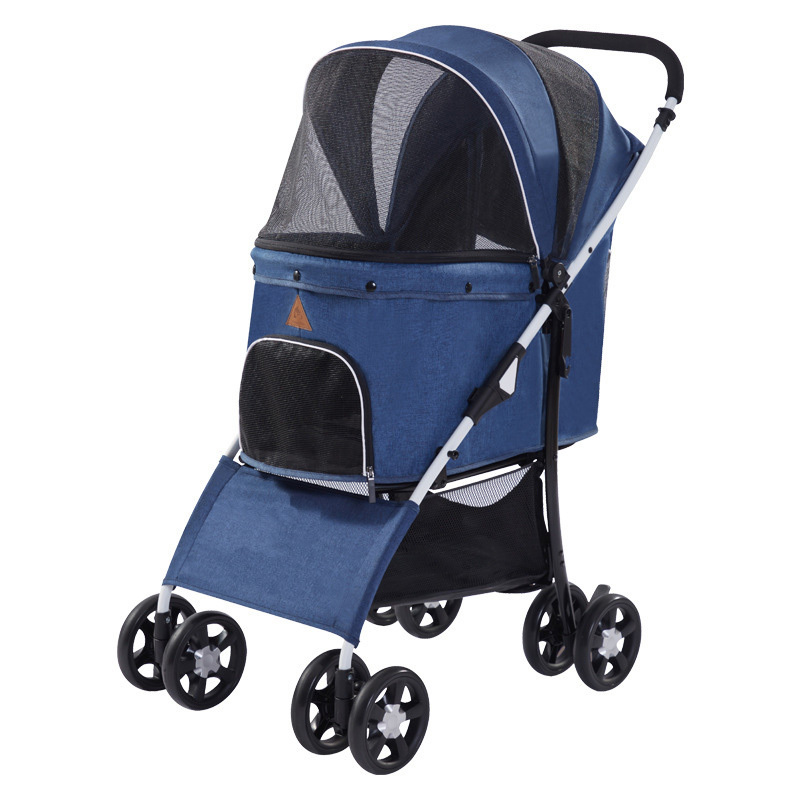 Lightweight high view folding four wheel pet stroller foldable with swivel wheels