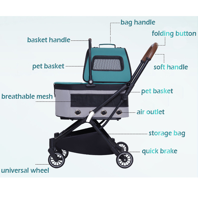 Hot Selling Wholesale 5 In 1 Pet Stroller Cat Cars Walker Carrier Wagon