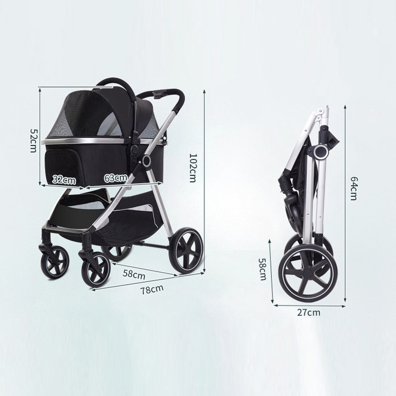 Collapsible Stroller Wagon Large Capacity Folding Pet Stroller For Large Dog