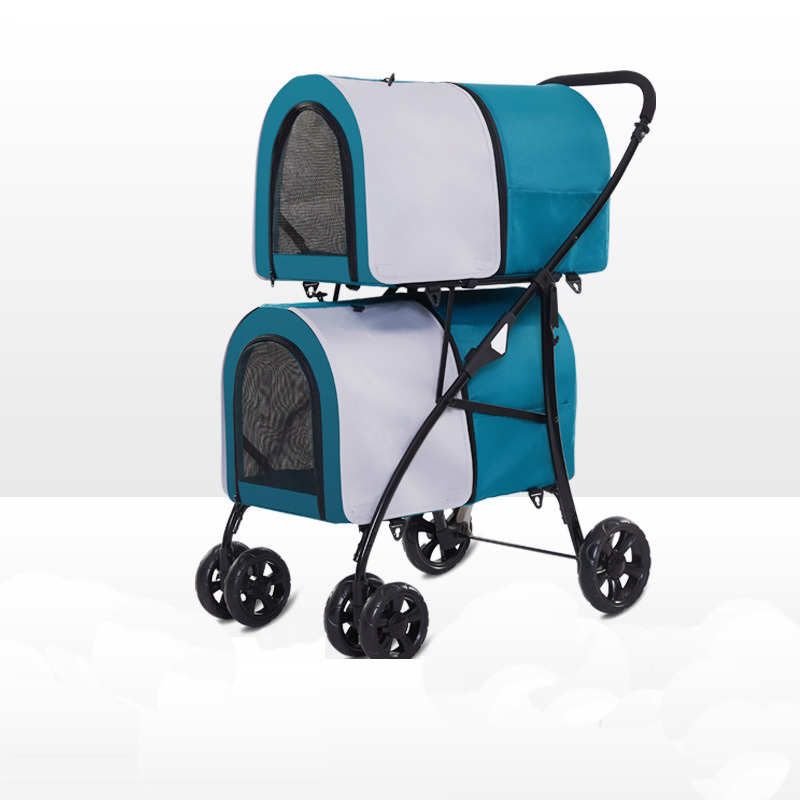 Pet Twin Double Stroller Cat Dog Foldable 4 Wheel Travel Carrier 2 Dog Pet Stroller