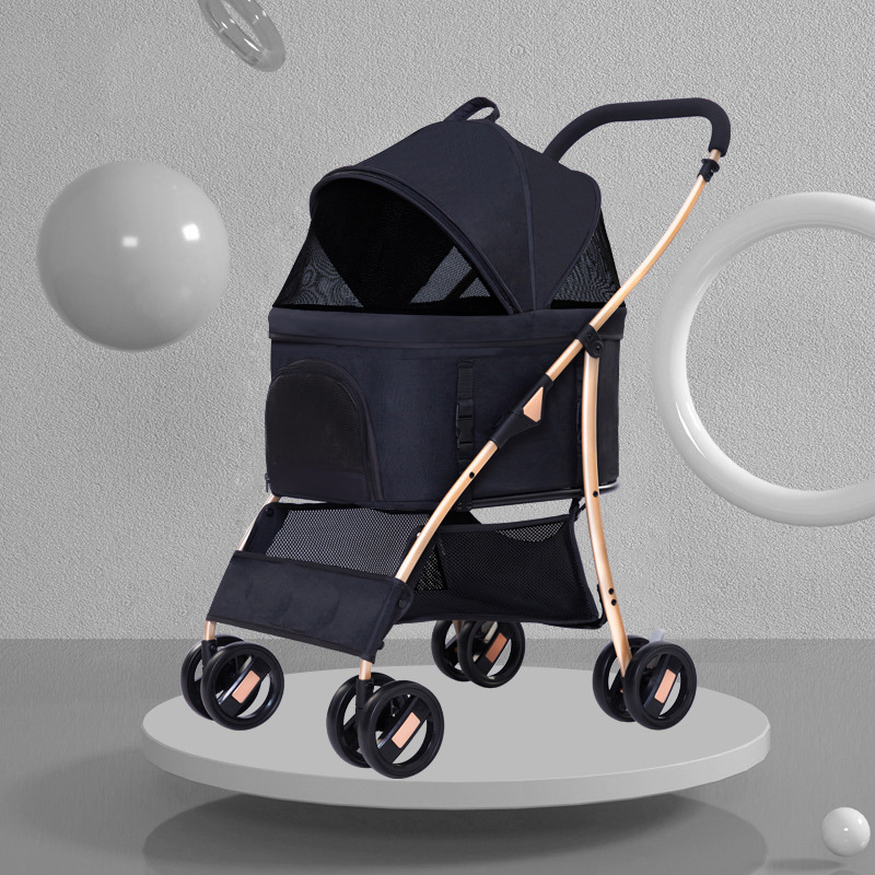 Manufactory Direct Luxury Steel Pet Stroller Dog Small Dogs Pet Stroller with Storage Basket