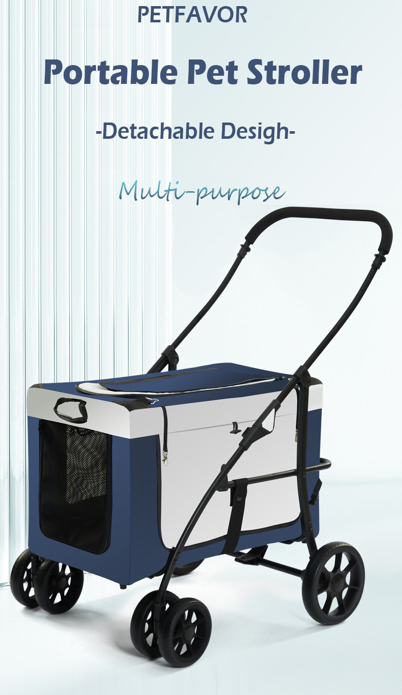 PetFavor wholesale luxury pet stroller dog carrier 4 wheels pet travel stroller for medium dog