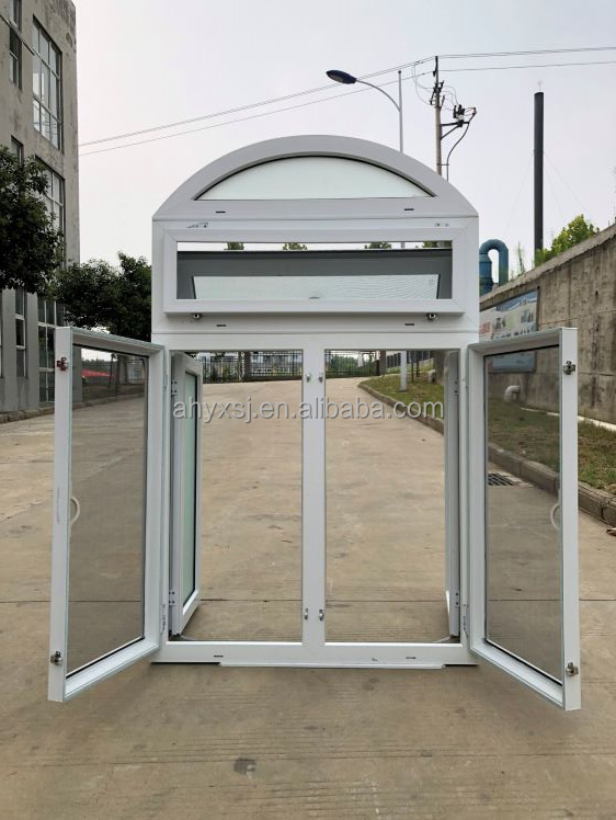 European Style Half Round Arch Design Window With Mosquito Net Upvc Plastic  Frame Casement Window And Door