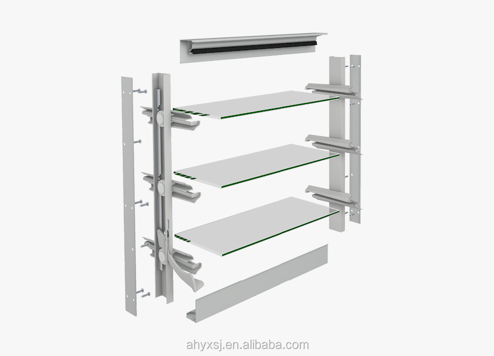 Openable Safety Aluminium Double Hollow Glass Louvre Windows