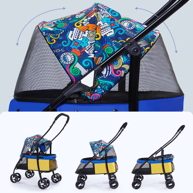 Customization various Pet Stroller Cat/Dog Easy to Walk Folding Travel Carrier dog stroller big supplies