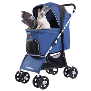 High Quality Folding Four-wheeled Easy Travel Carrier Cats Dogs Pet Stroller For Sale