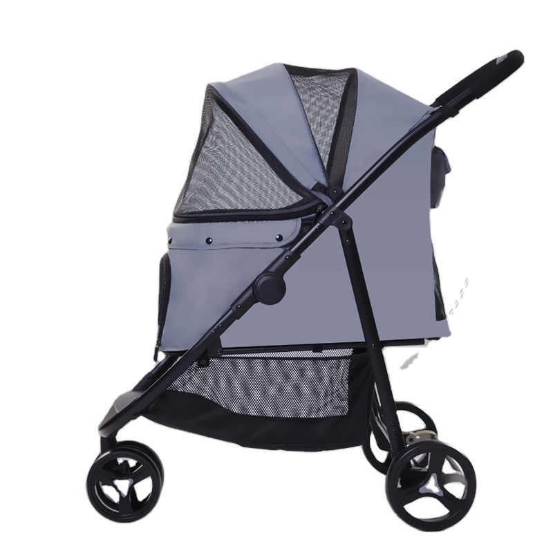 Easy one-step folding Dog stroller 3 wheels large outdoor Trolley Pet stroller  with High quality