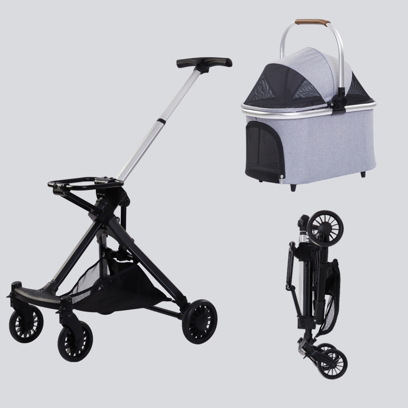 Luxury 4 Wheel Small Walkers Carriers Pet Cat Stroller With Removable Carriage