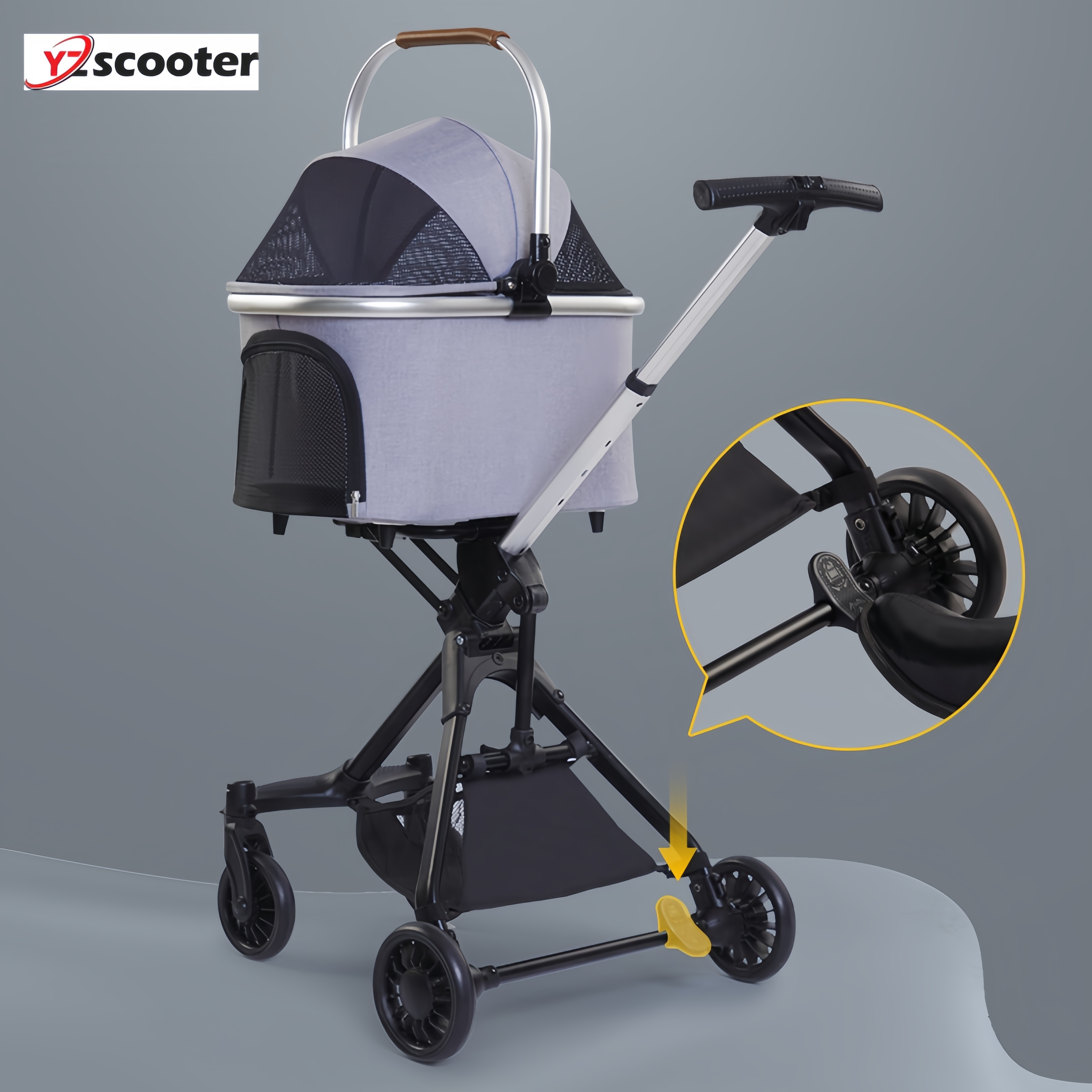 Luxury 4 Wheel Walkers Carriers Pet Cat Dog Stroller With Removable Carriage