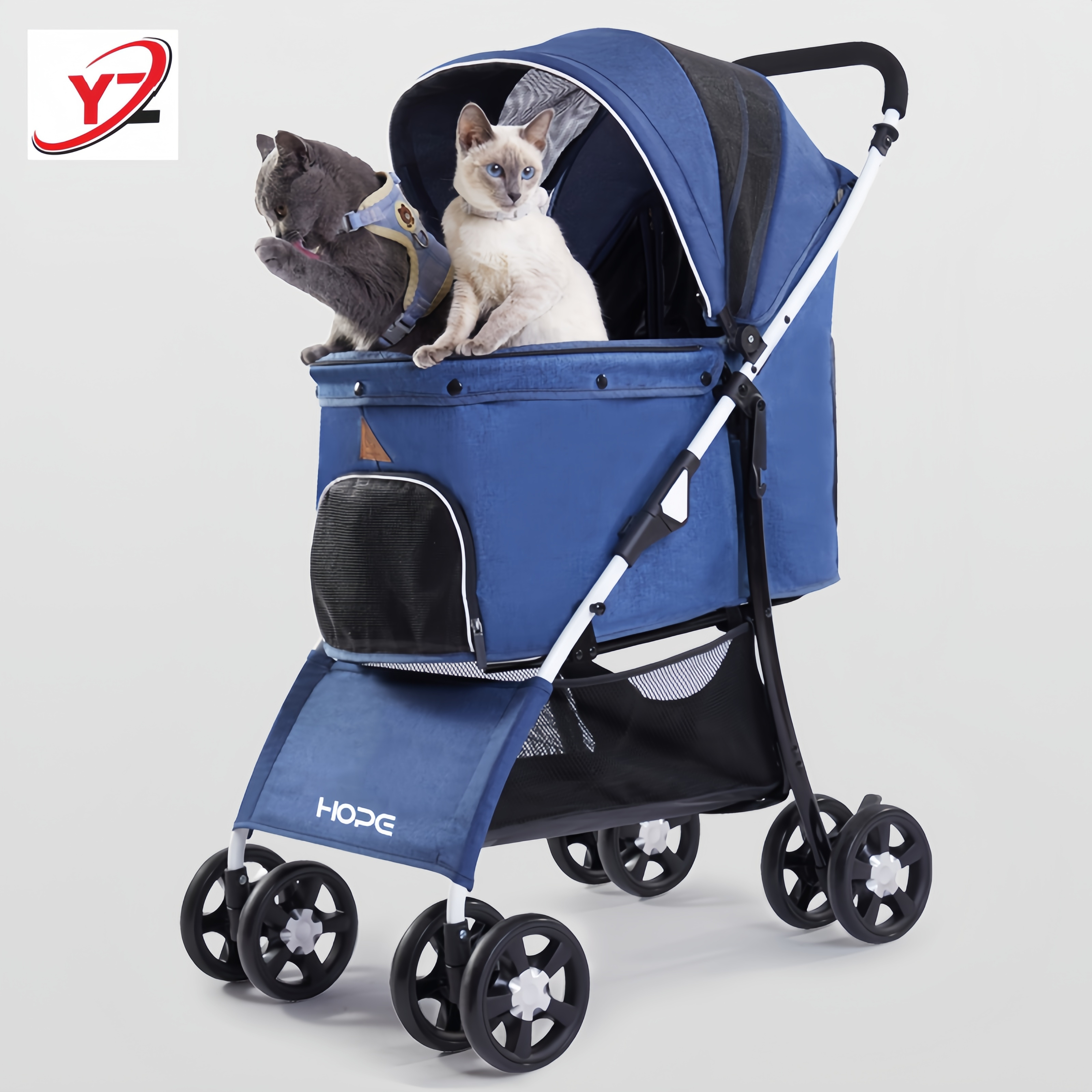 High Quality Folding Removable Four-wheeled Travel Walk Carrier Cats Dogs Pet Stroller For Sale