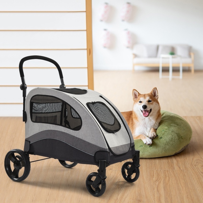 Collapsible  wheels for canopy pet stroller multicolor pet trolley carrier travel outdoor