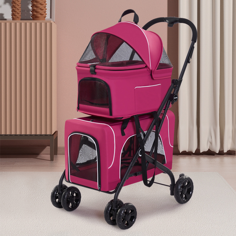 New  popular durable aluminium stroller pets dogs stroller detachable ibiyaya pet stroller for twin dogs