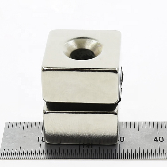 Square neodymium magnet n52 countersunk hole block magnets