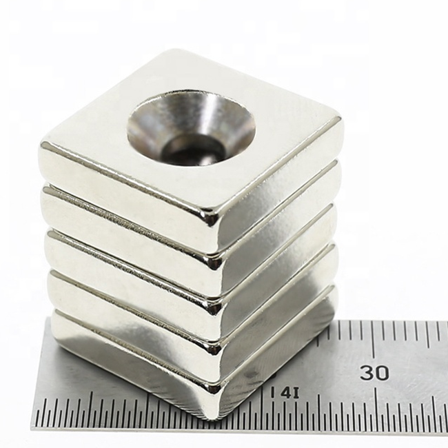 Square neodymium magnet n52 countersunk hole block magnets