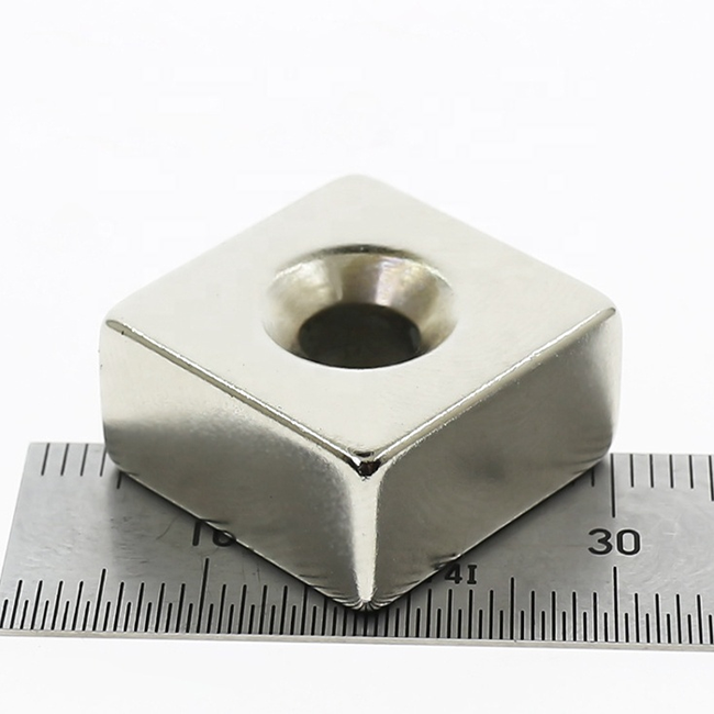 Square neodymium magnet n52 countersunk hole block magnets