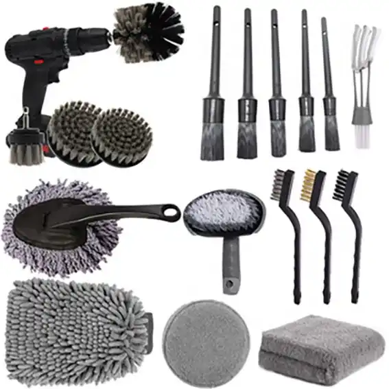 18 pcs car detailing brush set car interior detailing set with auto drill clean brushes