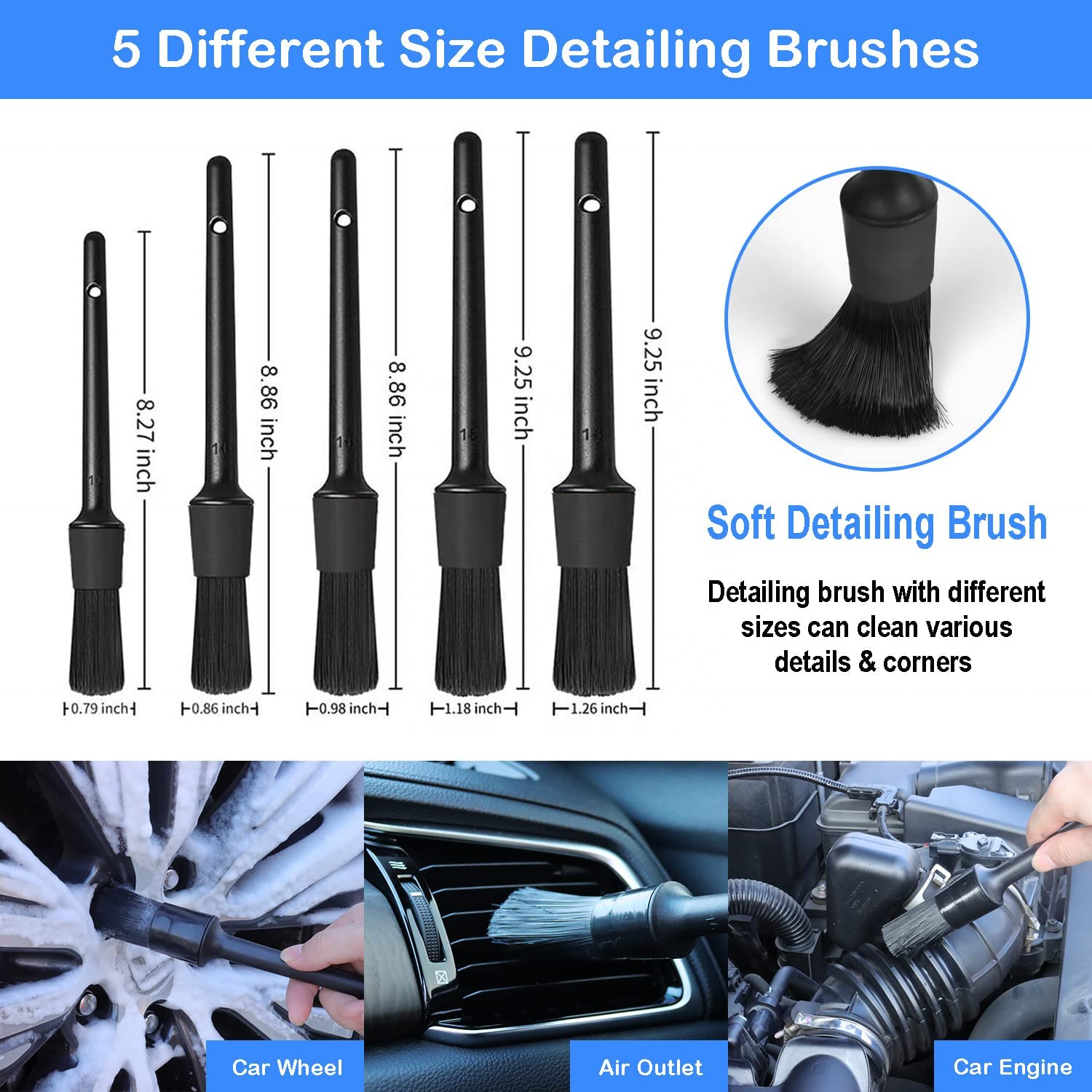 26pcs Car Detailing Brush Set Auto Detailing Car Brush Kit with Buffing Sponge Pads Kit for Car Cleaning Tools