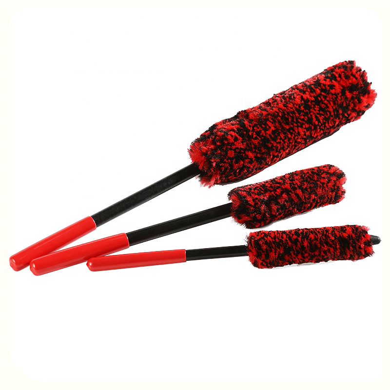 3Pcs Car Wheel Wash Brush Cleaning Factory Supplies Industrial Microfiber Extended Reach Handle Wheel Rim Cleaning Brush