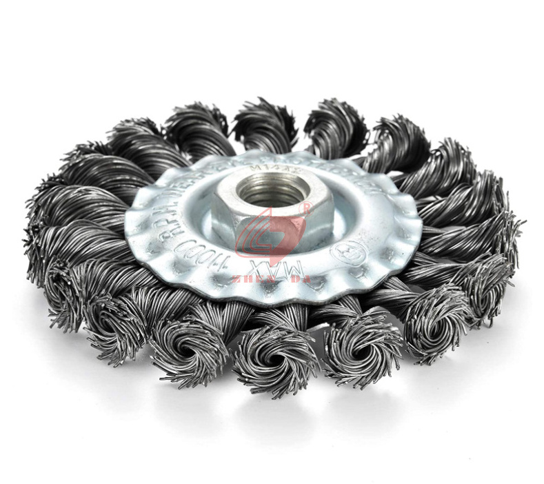 Stainless Steel Finishing Wire Brush with Threaded Hole twisted Wire Wheel Brush with great price