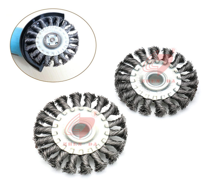 Stainless Steel Finishing Wire Brush with Threaded Hole twisted Wire Wheel Brush with great price