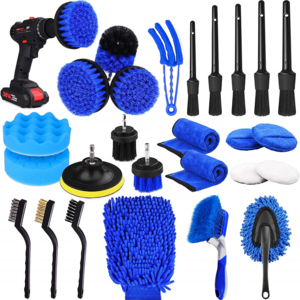 Zhenda Hot Selling 26Pcs Factory Direct Detail Cleaning Auto Wheel Brush Set Kits for Interior and Exterior Detailing Brush Set