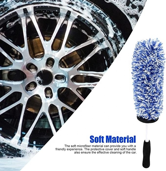 Microfiber Wheel Rim Hub Detailing Brush for Auto Cleaning Brushes with PP Handle