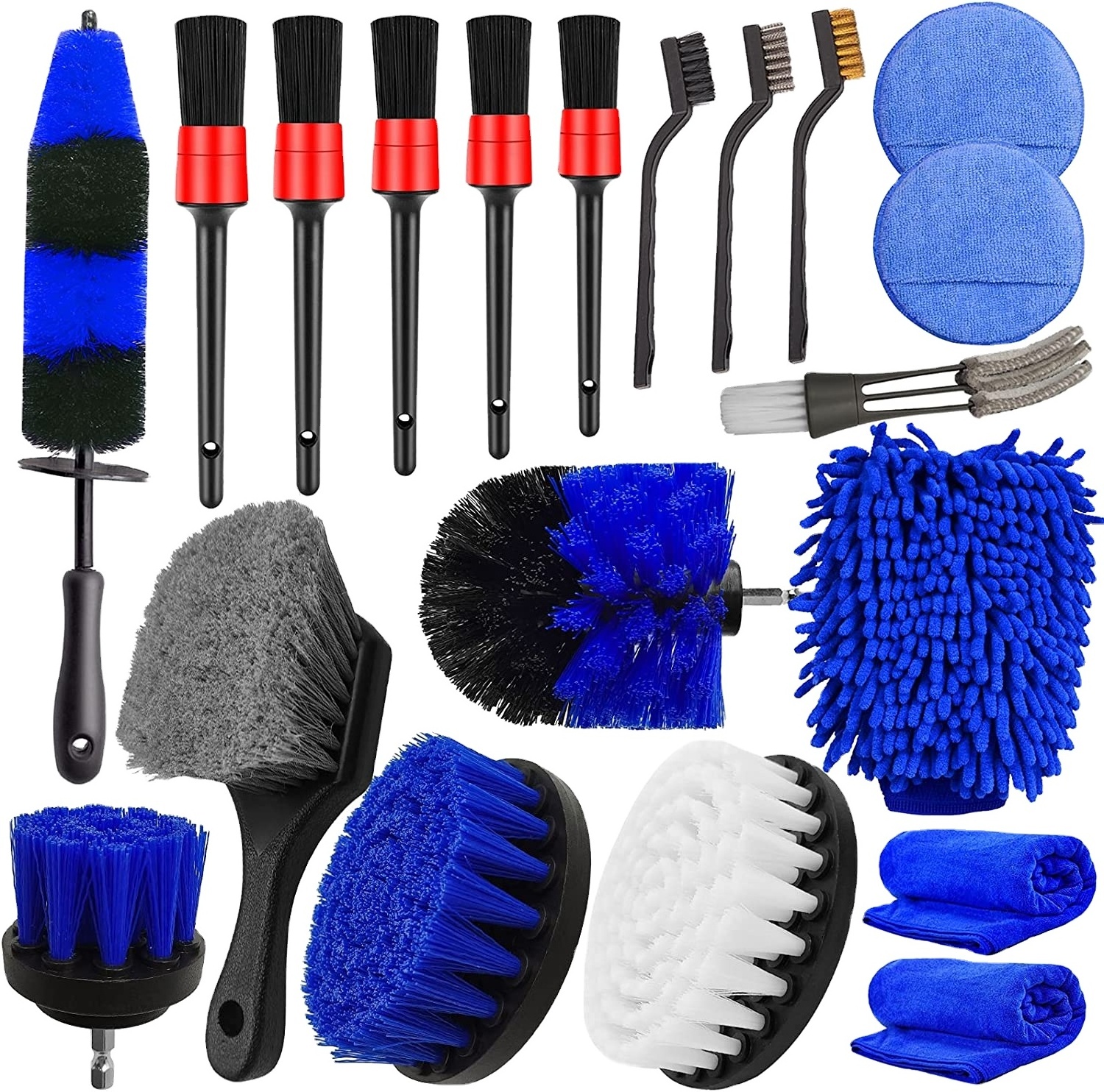 Factory Supply  Quality 20Pcs  Car Wheel Tire Cleaning Brush Set and car wash brush