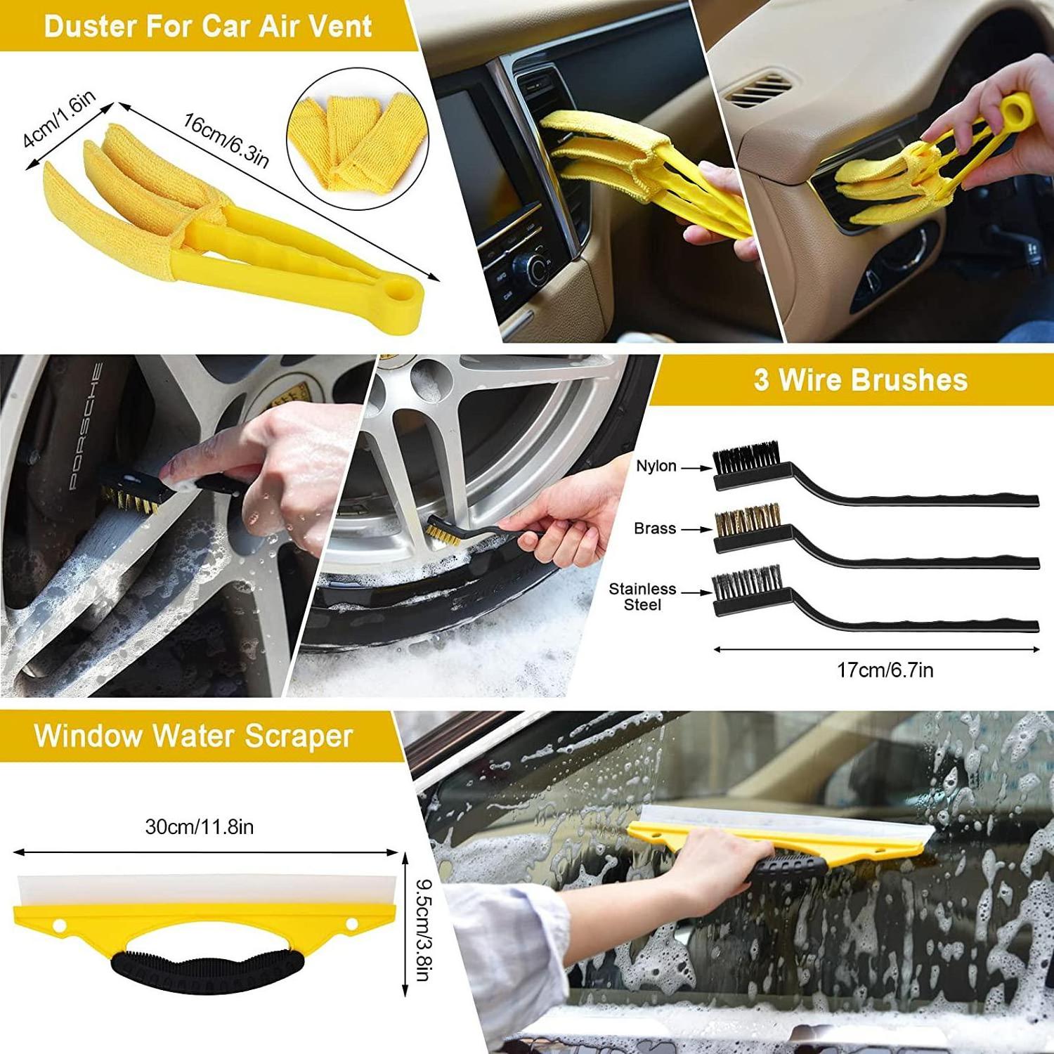 Factory Detailing Brush Drill Cleaning Brush Set 21 Pcs Car Cleaning Tools Kit For Washing Interior Tire Rim