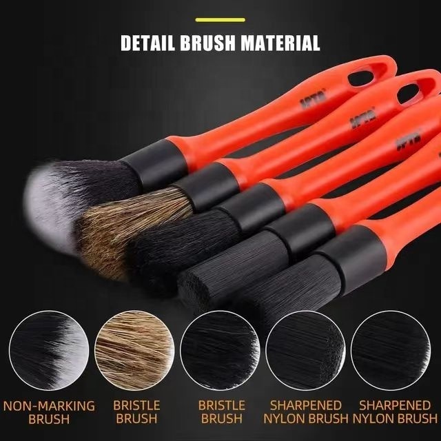 Luxury 5pcs Car Detailing Brush Set Automotive Detail Brushes for Interior and Exterior Car Cleaning