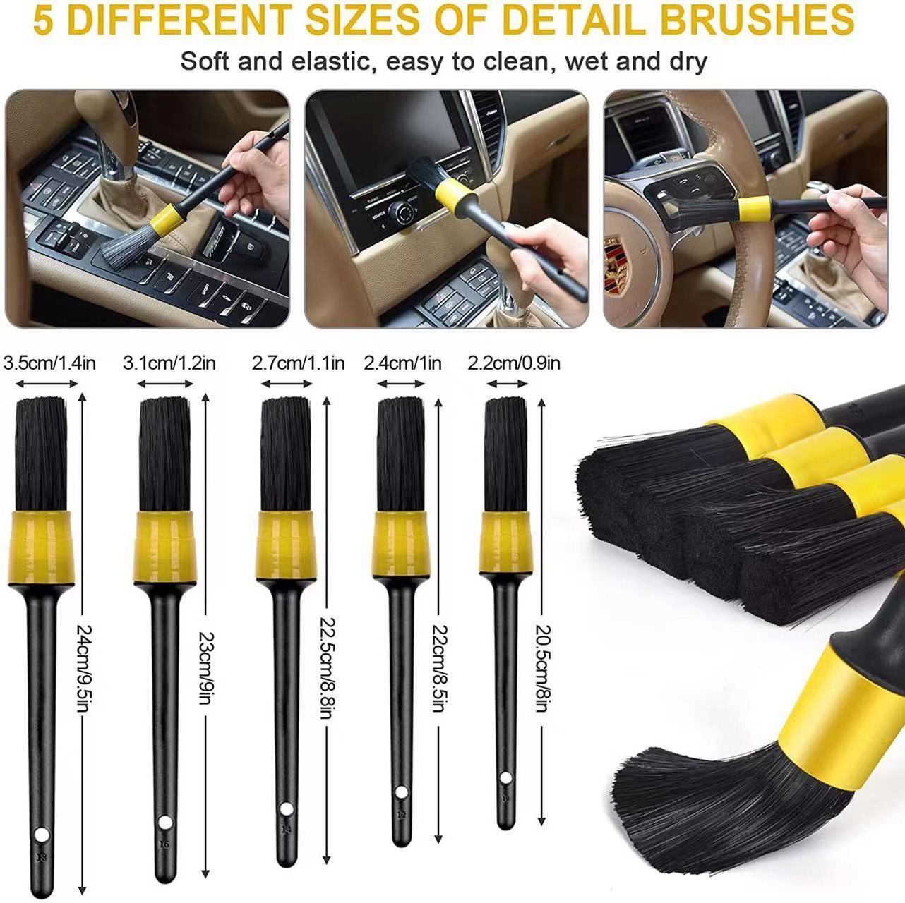 best selling 20 pcs auto detailing brush set car detailing brush kit with car wash gel and portable carry bag